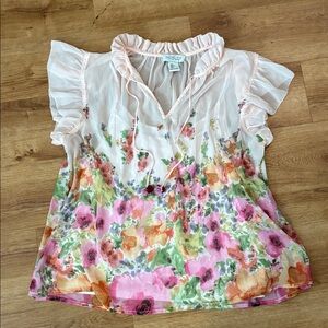 Rachel Zoe Pink Ruffle Cap Sleeve Top Blouse‎